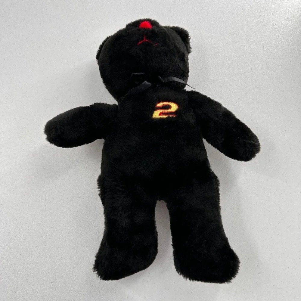 Vintage Black Plush Bear‎ Red Nose & Embroidered 